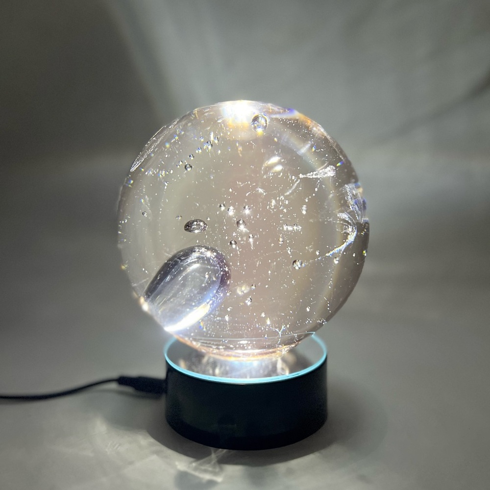Blown Glass Bubble Sphere + LED light